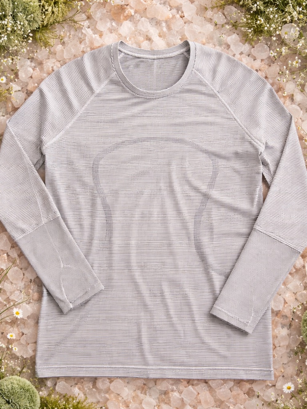 lululemon athletica Pale white with  Black  Striped Long Sleeve Crew